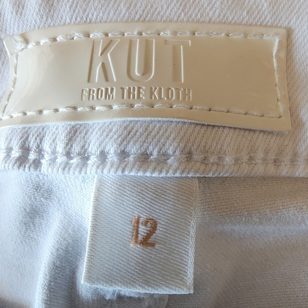 KUT from the Kloth 12 White Cropped Flare Jeans Raw Hem Boho Coastal Summer - Picture 4 of 12